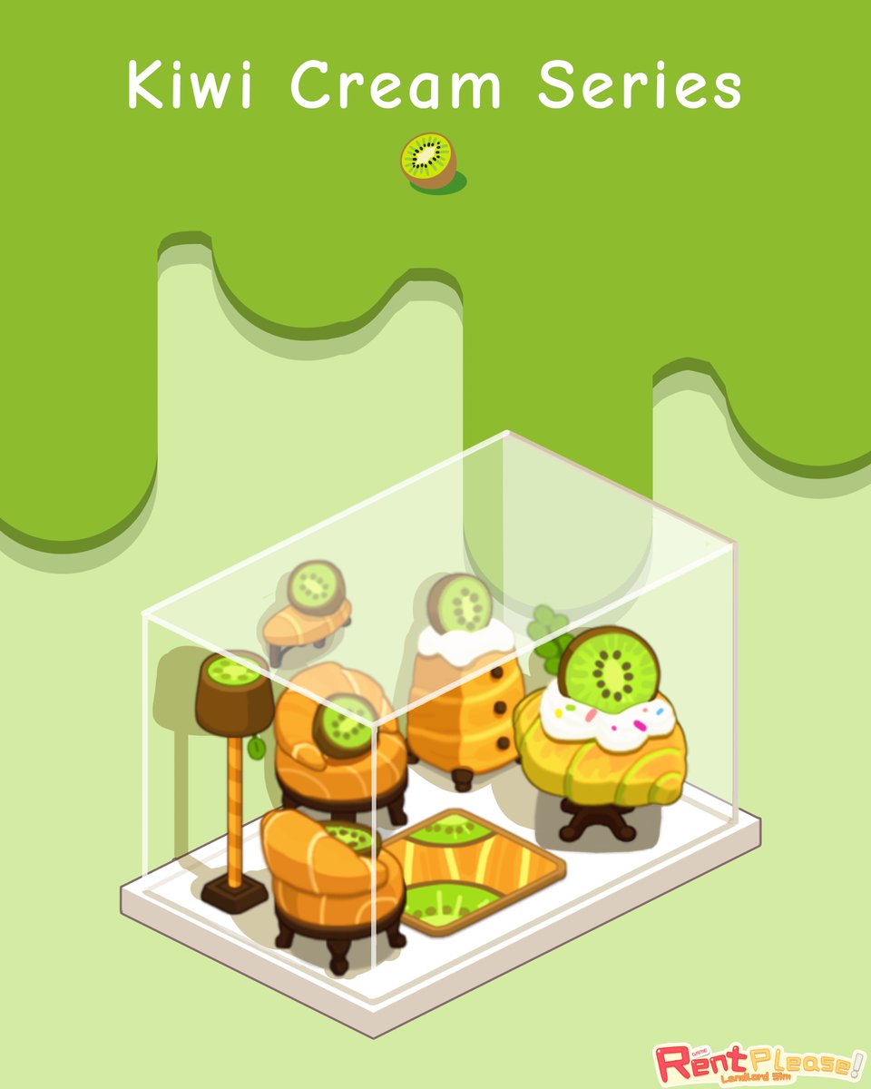 Landlord_Sim's tweet image. When you have the "Dessert Oven," you’ll... 🍰✨
Get four different dessert-themed furniture sets!

🍓 Strawberry Treats
🍋 Lemon Sea Salt
🍮 Caramel Pudding
🥝 Kiwi Cream
Which one is your favorite,  Landlord? 😍
#RentPleaseLandlordSim #MobileGames #dessert #furnitures  #display