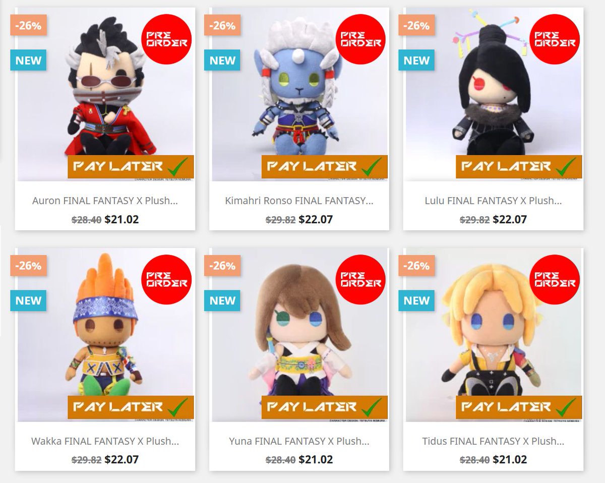 Final Fantasy X plush up for preorder on CD Japan (~$22 each