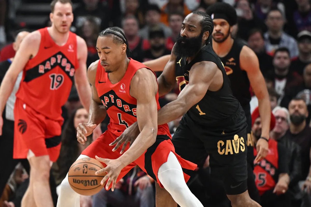 chas_post23's tweet image. The #Raptors took down the #Cavaliers 93-89 in Game 4 to tie the first round series with a thrilling comeback win! 📊

Scottie Barnes: 23 points, 9 rebounds, 6 assists
Brandon Ingram: 23 points, 6 rebounds
R.J. Barrett: 18 points, 8 rebounds
Collin Murray-Boyles: 15 points, 10