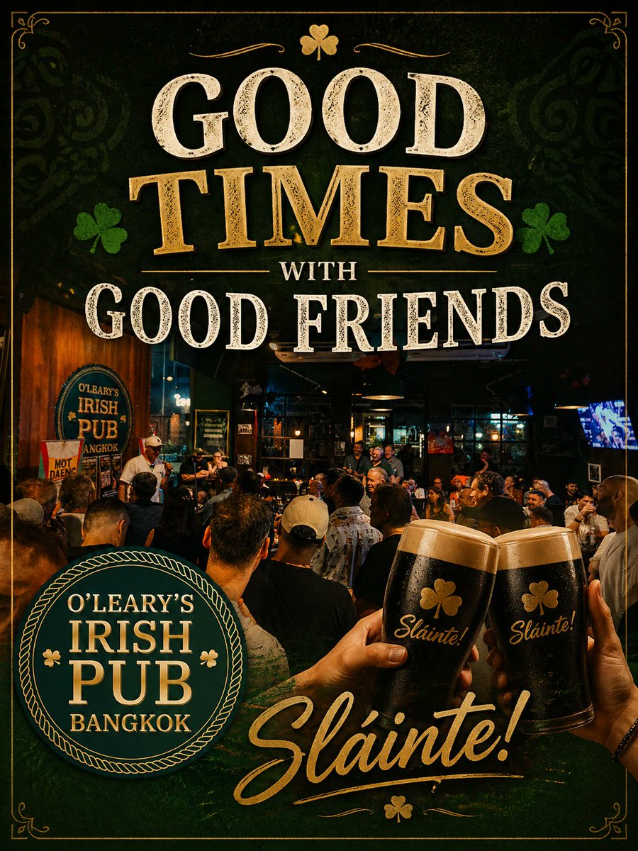 OlearysBangkok's tweet image. Good times with good friends 🍻
Cold pints, great laughs, and the kind of nights you don’t want to end.

Sláinte! 🇮🇪

#OLearysBangkok #IrishPub #GoodTimes #BangkokNights #Slainte