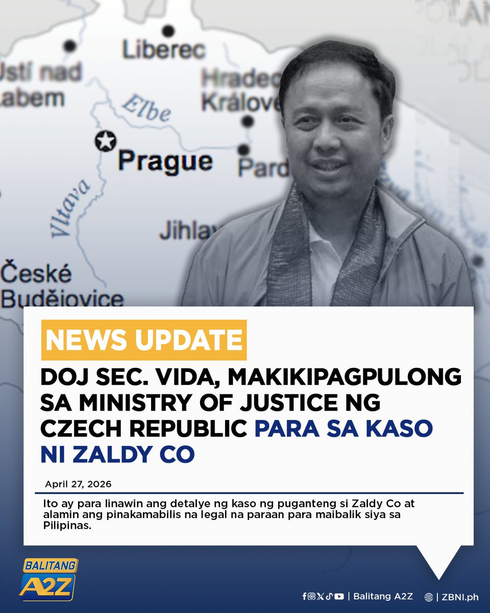 Nakatakdang makipagpulong si Department of Justice Sec. Fredderick Vida sa Ministry of Justice ng Czech Republic ngayong araw, April 27. #BalitangA2Z