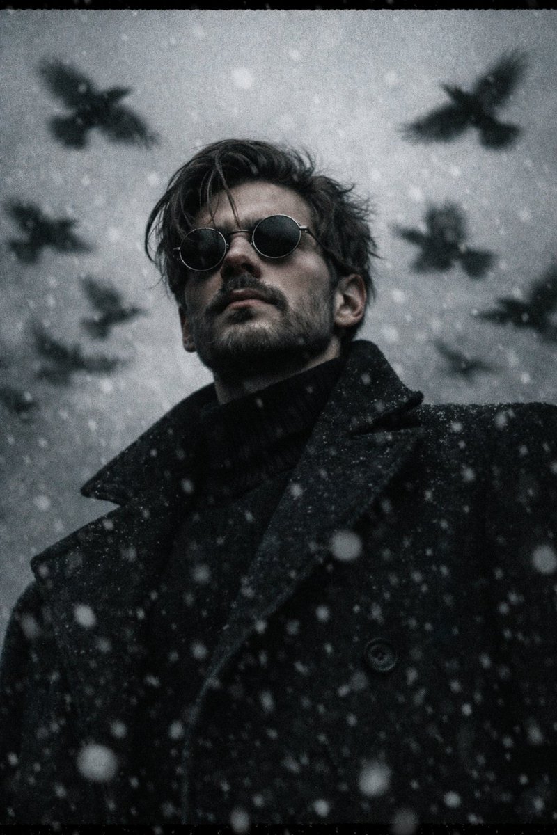 Stoic Figure Amid Fog and Flock - PromptGather image 1