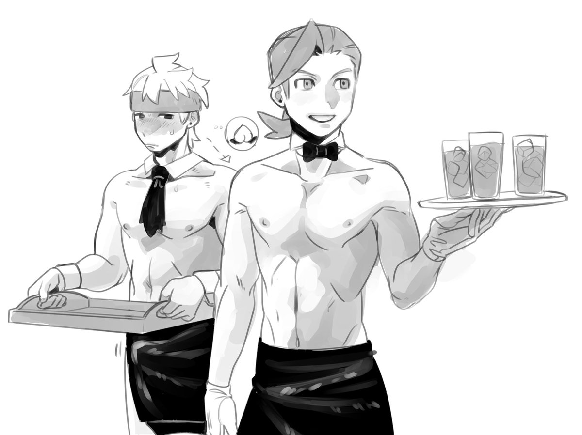 お題の裸ウエイター👻と🎀