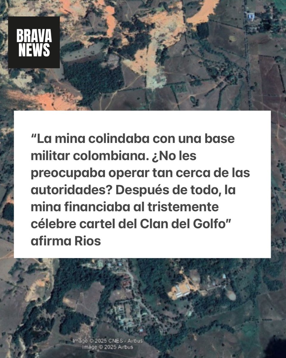 The New York Times denuncia que una mina de oro ilegal del Clan del Golfo se extiende hasta una base militar en Antioquía. A 134 metros de la piscina de suboficiales. El galardonado fotógrafo Federico Rios estaba en un sobrevuelo realizando otro trabajo y se encontró con una
