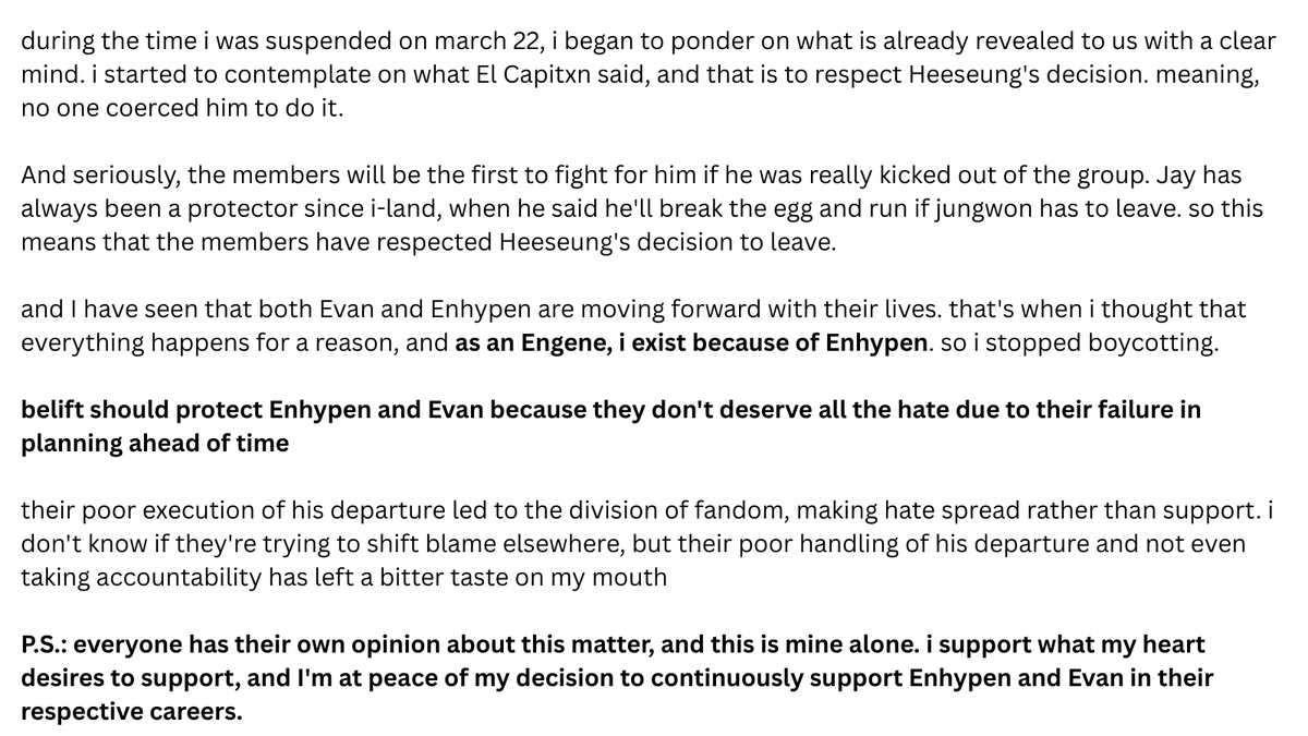 bluewarrior24's tweet photo. I'm sorry but I change my stance regarding the boycott. Please unfollow me if you want.

This is the realization I had during my account's sus on Mar 22 until I got it back on Apr 14

P.S.: everyone has their own opinion about this matter, and this is mine alone. 

*not proofread https://t.co/SCYjEcC4Bl