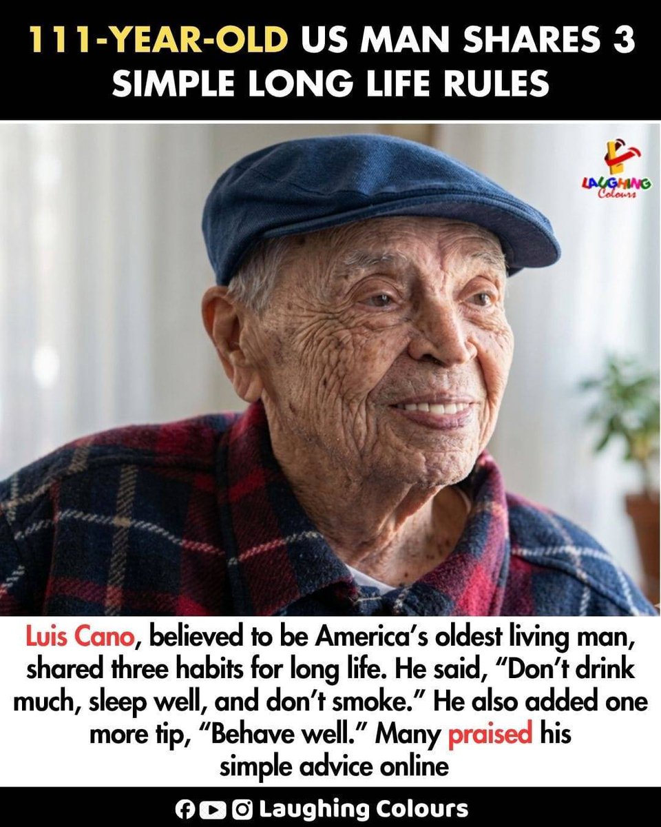 LaughingColours's tweet image. 111 year old shares secrets 😊

#LongLife #HealthyLiving #LifeTips #Inspiration