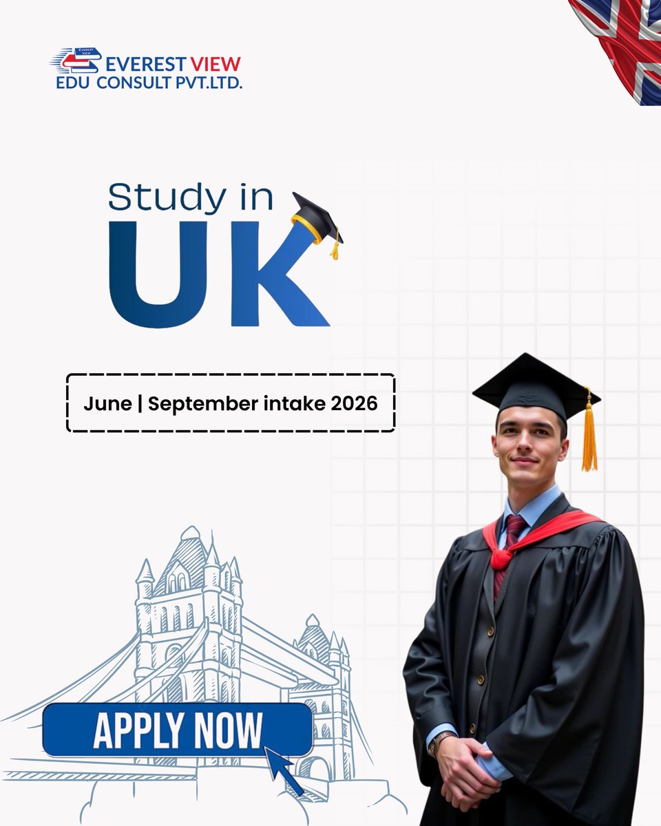 view_everest's tweet image. 🇬🇧 STUDY IN UK - 2026 INTAKES OPEN!

June &amp;amp; Sept 2026 | Apply Now!
✅ Gaps accepted
✅ Without IELTS
✅ Duolingo accepted
✅ 3-year degree valid
✅ 2-yr post-study work visa

Your UK dream starts here! 🎓
#StudyInUK #UK2026 #EVEC #EverestViewEduConsult #WithoutIELTS #StudyAbroad
