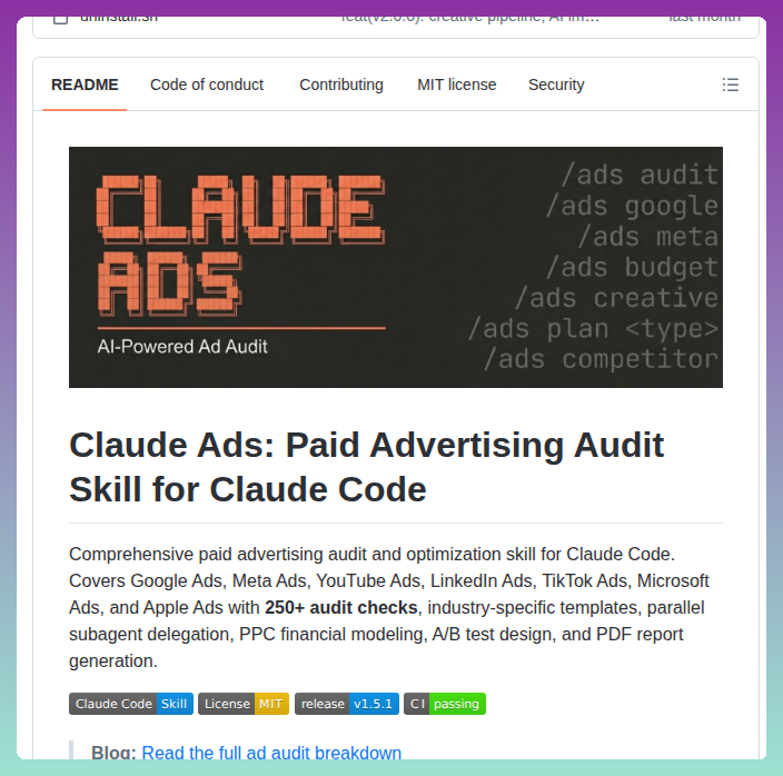 Comprehensive Paid Ad Audit Skill for Claude Code https://t.co/ORl5kQ72Cn