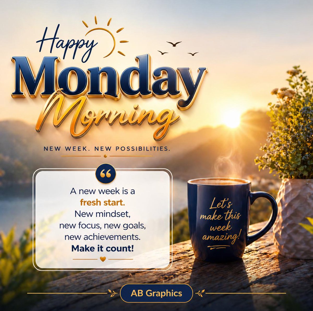 arshadbashir92's tweet image. New week, new mindset, new opportunities. ✨
Monday is not just the start of a week—it’s a fresh chance to grow, create, and achieve something meaningful.
Let’s begin this week with focus, positivity, and purpose. ☕🌅
#HappyMonday #MondayMorning #NewWeek #FreshStart #Motivation