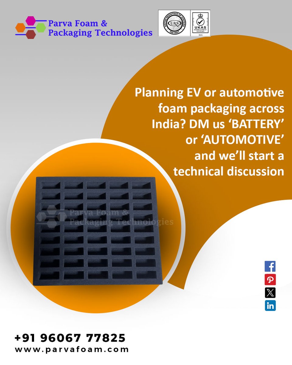 ParvaFoam38534's tweet image. Planning EV or automotive foam packaging across India? DM us 'BATTERY' or 'AOTOMOTIVE' and we'll start a technical discussion.
#EVIndia #electricvehicles #batterytechnology #AutomotiveSolutions #BatterySafety
📞 Contact us :+91 96067 77825
🌐 Website: parvafoam.com