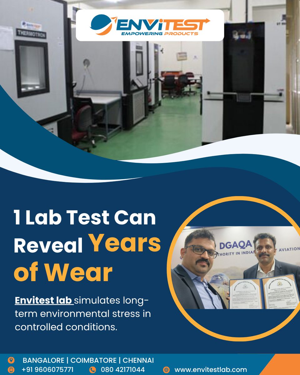 envitestlab's tweet photo. Environmental testing accelerates the effects of real-world conditions. Through controlled simulations of temperature cycles, vibration, and environmental exposure, engineers can evaluate long-term product behaviour 

#ProductReliability #StressTesting https://t.co/dtQ3HKwapO