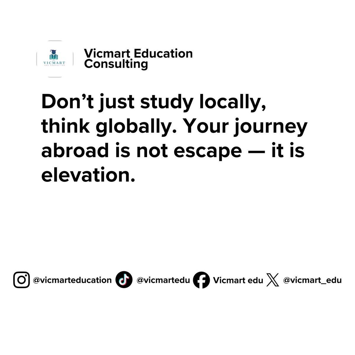 Vicmart_Edu's tweet image. Inspiring quotes from Vicmart Edu to fuel your academic journey and global aspirations. #fyp #studyabroad  #internationalstudents