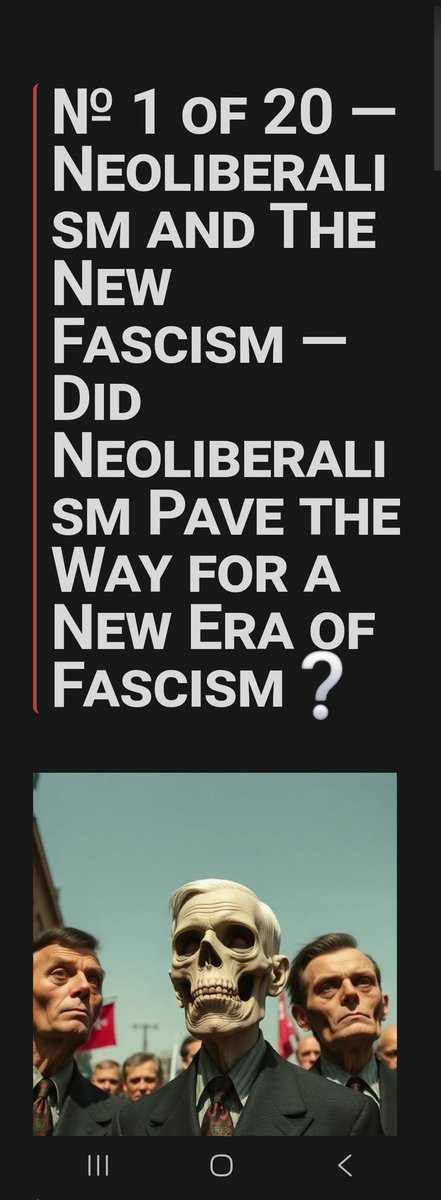 RobertCFried's tweet image. Did Neoliberalism Pave the Way for a New Era of Fascism❓️
#Neoliberalism #NewFascism #PoliticalHistory #PostwarEconomy #EmbeddedCapitalism #MontPelerinSociety #Fascism #Economics #Democracy #Authoritarianism 🔻