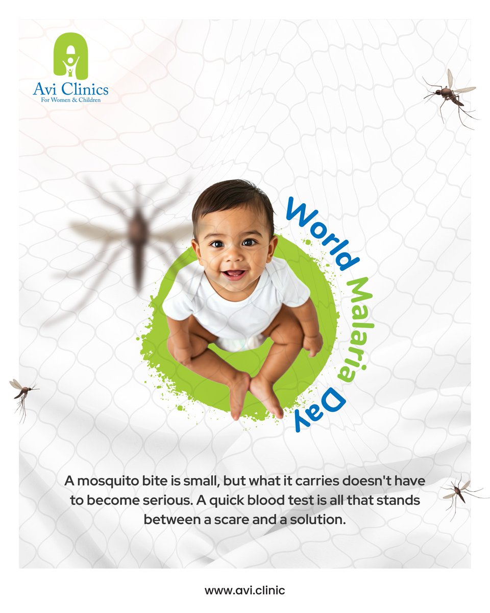 AVIClinics's tweet photo. World Malaria Day!
A mosquito bite is small, but what it carries doesn't have to become serious. A quick blood test is all that stands between a scare and a solution.

#WorldMalariaDay #MalariaDay #Malaria #Mosquito #MosquitoBite #BloodTest https://t.co/tn4RJ9Rk8F