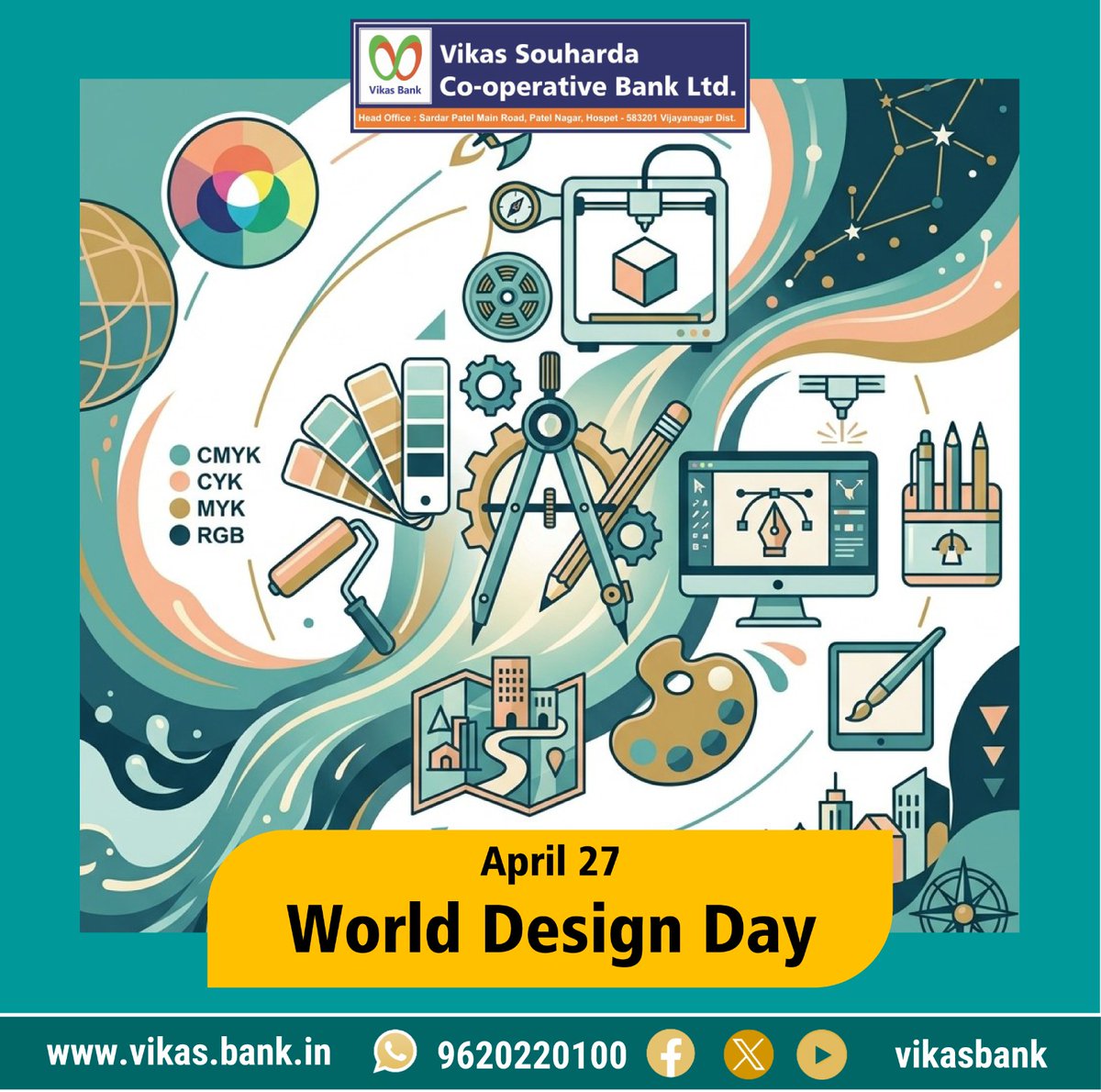 VikasBank's tweet image. Design is not just what it looks like and feels like. Design is how it works. ✨
Celebrating creativity and innovation this World Design Day!

#WorldDesignDay #DesignMatters #Creativity #Innovation #GraphicDesign #DigitalArt #DesignInspiration #VikasBank