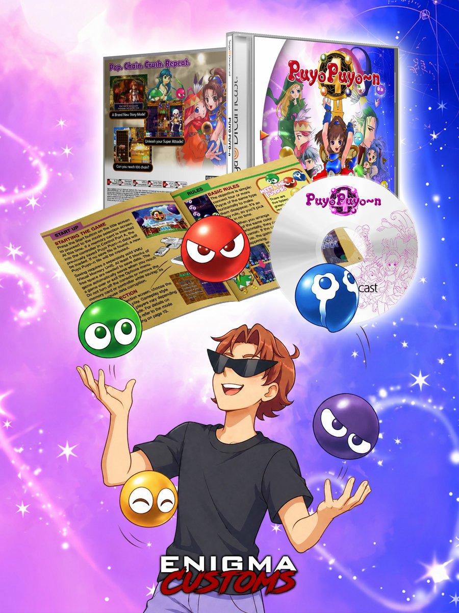 EnigmaCustoms_'s tweet photo. Following up on our Segagaga project, we've been hard at work on another Dreamcast translation PUYO PUYO~N! Avaliable Now!

https://t.co/iw6p08XGIf

If there is a Dreamcast custom you'd like to see made, drop me a line!

#dreamcast #puyopuyo #fantranslation https://t.co/S3KZ5Hs5VZ