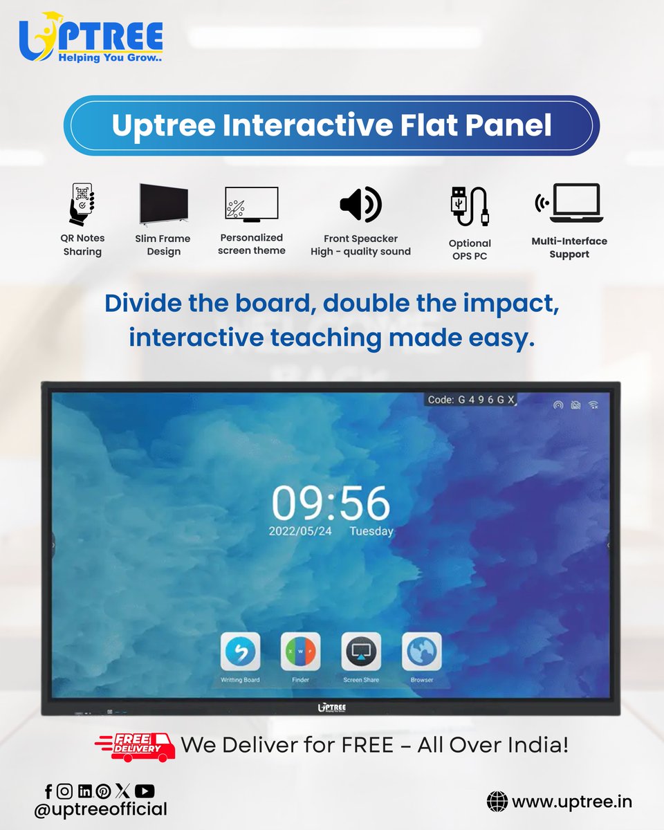 uptreeofficial's tweet image. Transform the way you teach, present, and collaborate with the power of the Uptree Interactive Flat Panel!
@uptreeofficial
uptree.in
#Uptree #InteractiveFlatPanel #SmartClassroom #DigitalLearning #SmartTeaching #EdTech #BusinessSolutions #InteractiveDisplay