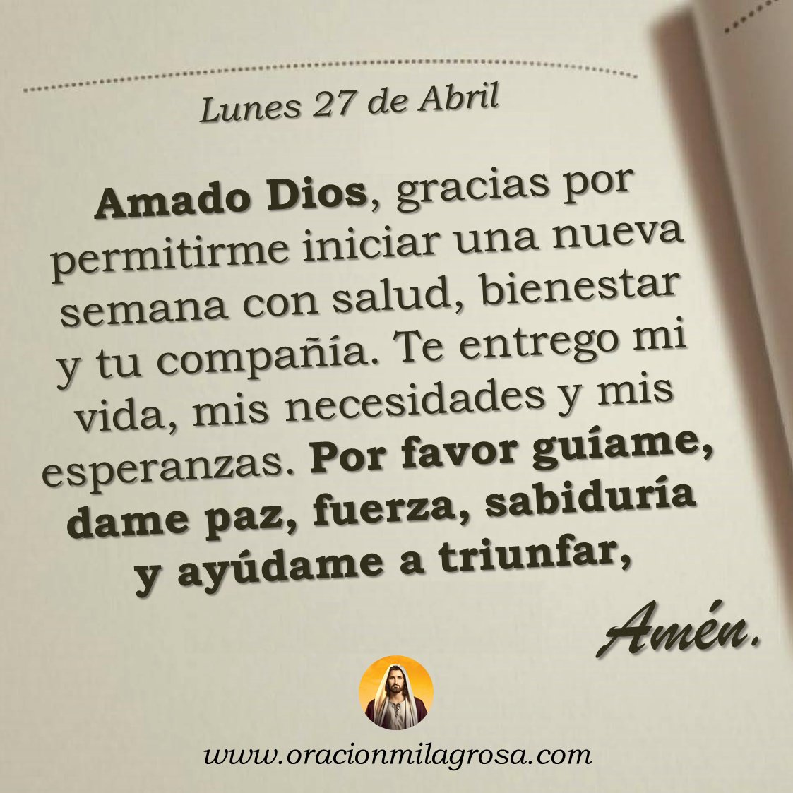 Oración para hoy 27 de abril de 2026: oracionmilagrosa.com/2020/03/milagr… ✨