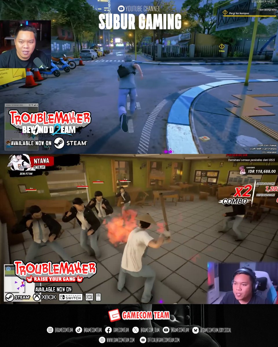 gamecom_team's tweet image. Memory from when "Subur Gaming" played Troublemaker 1 and Troublemaker 2 🤘

"Troublemaker 2: Beyond Dream" on Steam
"Troublemaker 1: Raise Your Gang" on Steam, Xbox, Nintendo Switch, Epic games, and GOG

Stay Tune, Stay UwU

#indie #indiegame #gamedev #IndieGameDev #gaming