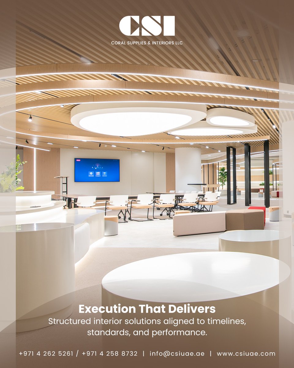 CoralSupplies's tweet image. CSI delivers interior solutions with discipline, coordination, and reliability at every stage.

Get in touch to bring structure and control to your next project.

Visit: csiuae.com

#designandbuild #fitoutcontractor #interiordesignuae #csiuae #commercialinteriors