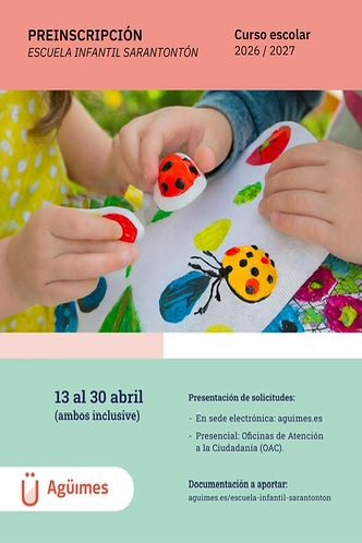 domingomartingc's tweet image. La EIM Sarantontón mantiene abierto el periodo de preinscripción para el curso 2026-2027 #educación #Aguimes #Agüimes
 domingomartin.blogspot.com/2026/04/la-eim…