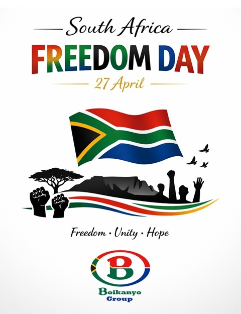 Happy Freedom Day, South Africa 🇿🇦

Celebrating unity, resilience, and the journey to democracy. Freedom Day reminds us to keep building a future of opportunity and inclusion for all.

#FreedomDay #SouthAfrica #ProudlySouthAfrican #boikanmyogroup #boikanyo
