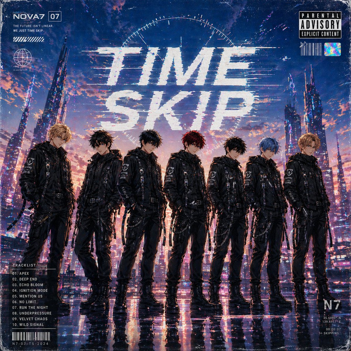 NOVA7_OFFICIAL's tweet image. #NOVA7's 8th ALBUM "TIMESKIP"   

Releases -&amp;gt; 27/04/26 @ 10AM GMT  

Leading Track -&amp;gt; 'APEX' 

STREAM @NOVA7_OFFICIAL Music Below!  

#SOUNDCLOUD

- soundcloud.com/nova7seven
- 

#YOUTUBE

- youtube.com/@NOVA7_MP3
-