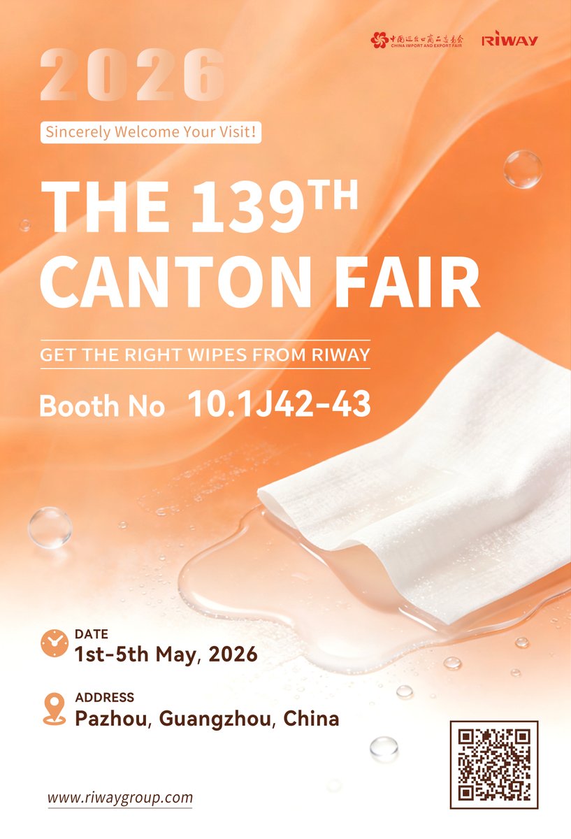 riwaygroup's tweet photo. How to source premium functional wipes for your brand?
⏳ 4 Days to go until the Canton Fair! We’re showcasing our star makeup remover tissues at Booth 10.1J42-43. Multi-tasking formulas for every skin type, plus full OEM/ODM support. See you there!#CantonFair2026 #RiwayGroup https://t.co/kRL9Y57d74