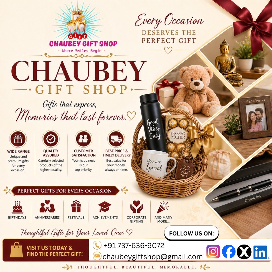 chaubeygiftshop's tweet image. Confused about what to gift? 🤔
We’ve got you covered 🎁✨

📍 Chaubey Gift Shop, Ballia
📞 7376369072

👉 Visit now!

#GiftIdeas #BalliaShop #PerfectGift