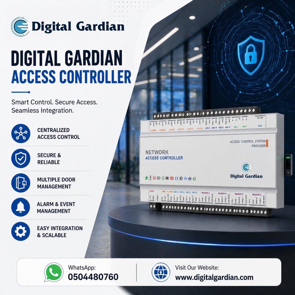 vostokuae's tweet image. DIGITAL GARDIAN – ACCESS CONTROL CONTROLLER  Take full control of your security with a smart, scalable solution designed for modern spaces.  📲 WhatsApp: 0504480760 📷 digitalgardian.com #AccessControl #SecuritySolutions #DigitalGardian #SmartSecurity #BuildingSecurity