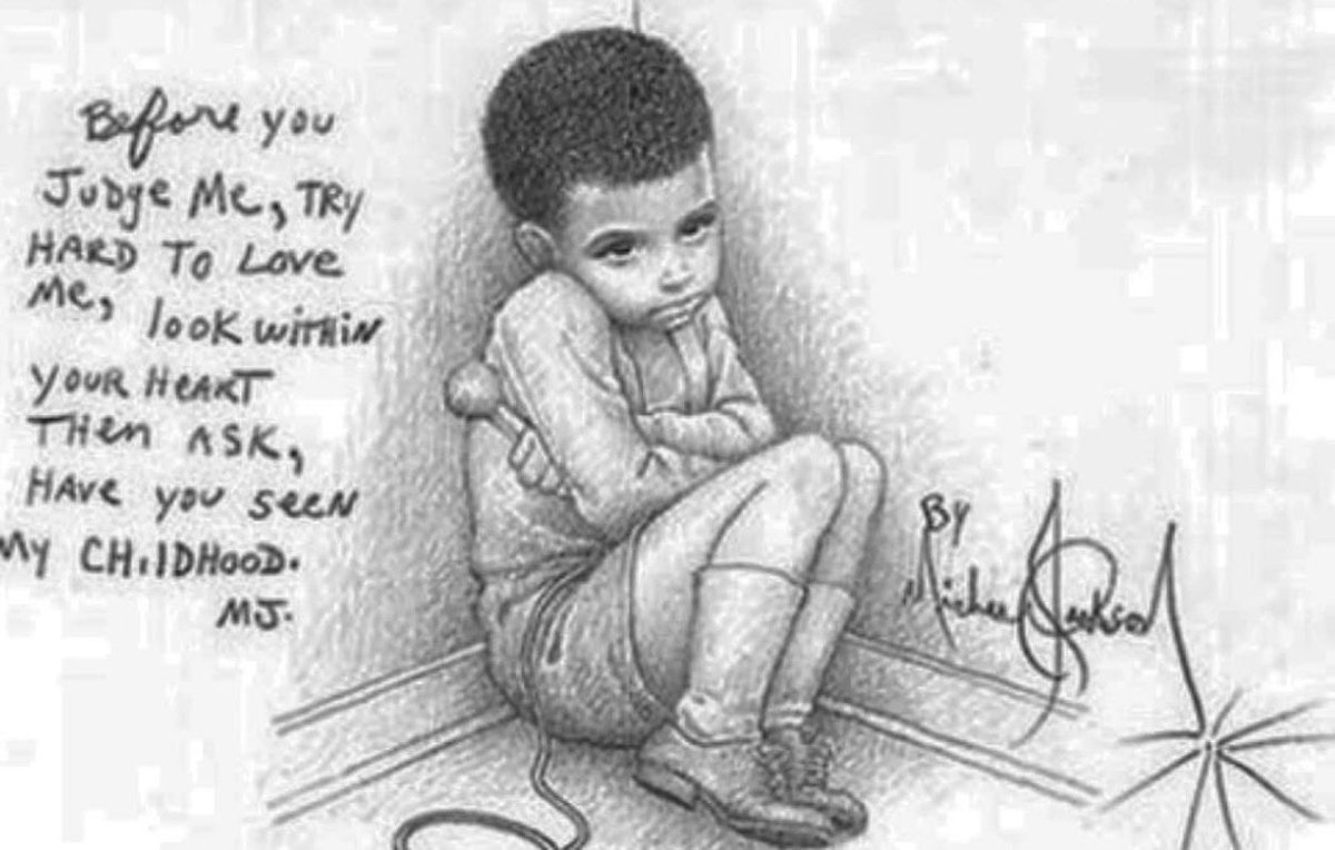 grafevadesign's tweet photo. One of my favorite creations of art that Michael Jackson ever made wasn't a song. It was this picture he drew. He was an extraordinary visual artist as well. This piece is so powerful on many different levels when you know his story. Mike was an artist in every sense of the word. https://t.co/YOcwsFzNhM