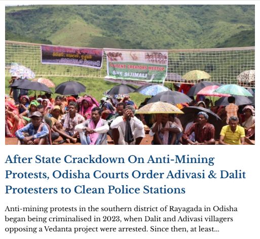 Article14live's tweet image. “An upper-caste leader never have been served this kind of bail condition”

Anti-mining protests in #Odisha criminalised. Activists tell @nikita_jain15 bail conditions that force Dalits and Adivasis to clean police stations reek of "caste prejudices"

Link below 👇