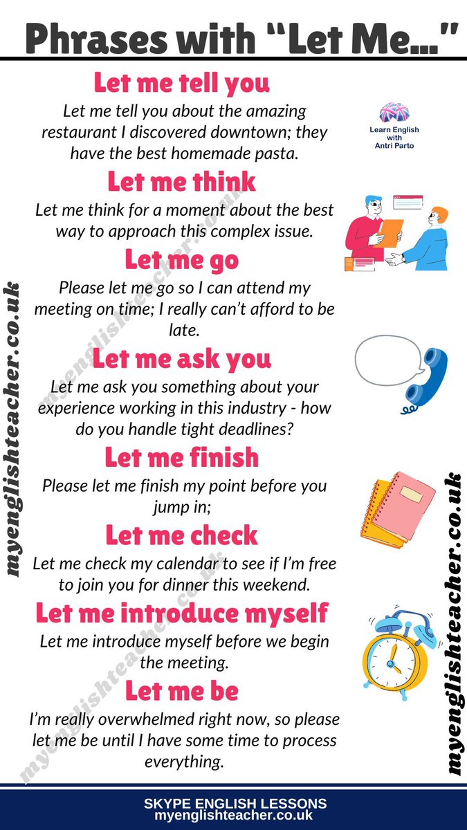 MyLinguaAcademy's tweet image. Learn useful phrases with "Let me..."
#learnenglish