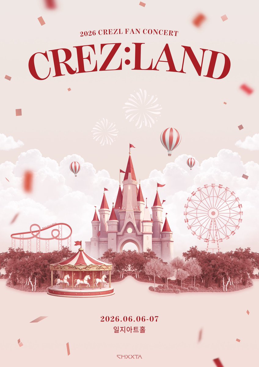2026 CREZL FAN CONCERT <CREZ:LAND>

- 2026.06.06(토) 7:30PM (KST)
- 2026.06.07(일) 2PM, 6PM (KST)

📍일지아트홀

💡티켓 예매 : 5월 6일(수) 8PM (KST)

🎫예매처 : 멜론티켓
🔗 ticket.melon.com/csoon/detail.h…

#CREZL #크레즐 
#CREZLAND