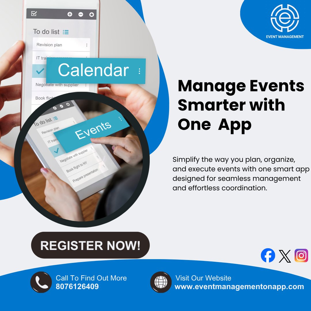 EventManageApp's tweet image. Take your event management to the next level with a smart solution built for effortless planning and smooth execution.

#EventManagementApp #SmartPlanning #EventSuccess #EventManagementonApp #Automation #Efficiency #EventsMadeEasy #BusinessSolutions #TechDriven #EventCoordination