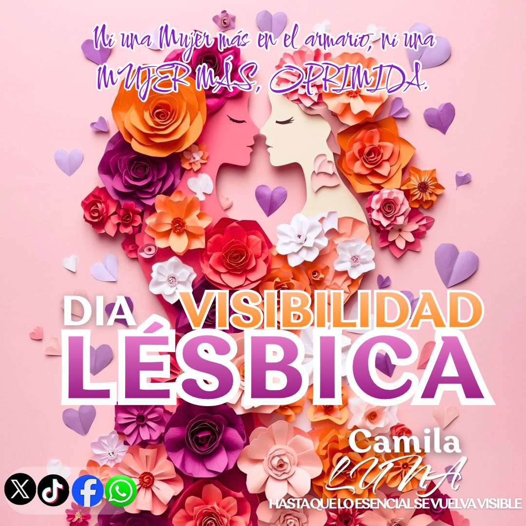 CamilaLuna4T's tweet image. En esté #DiaVisibilidadLesbica reconocemos la lucha de las #MUJERES en el mundo por SER QUIENES ELIGEN SER, POR LO QUE HACEN A DIARIO Y POR AMAR SIN LÍMITES. 🧡🤍🩷

Libertad y #Amor sin prejuicios.

Hasta que lo ESENCIAL se vuelva VISIBLE ✨🏳️‍🌈
