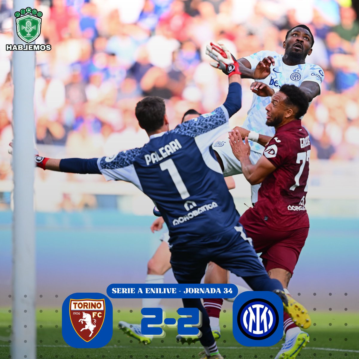 HABLEMOS_CD's tweet image. A 3 puntos del Scudetto 

Por la jornada 34 de la Serie A Enilive; Torino FC igualó como local 2×2 ante FC Inter de Milan a quien se le escapó una victoria clave sobre la recta final de la contienda.

#Torino #Italy #Inter #Calcio