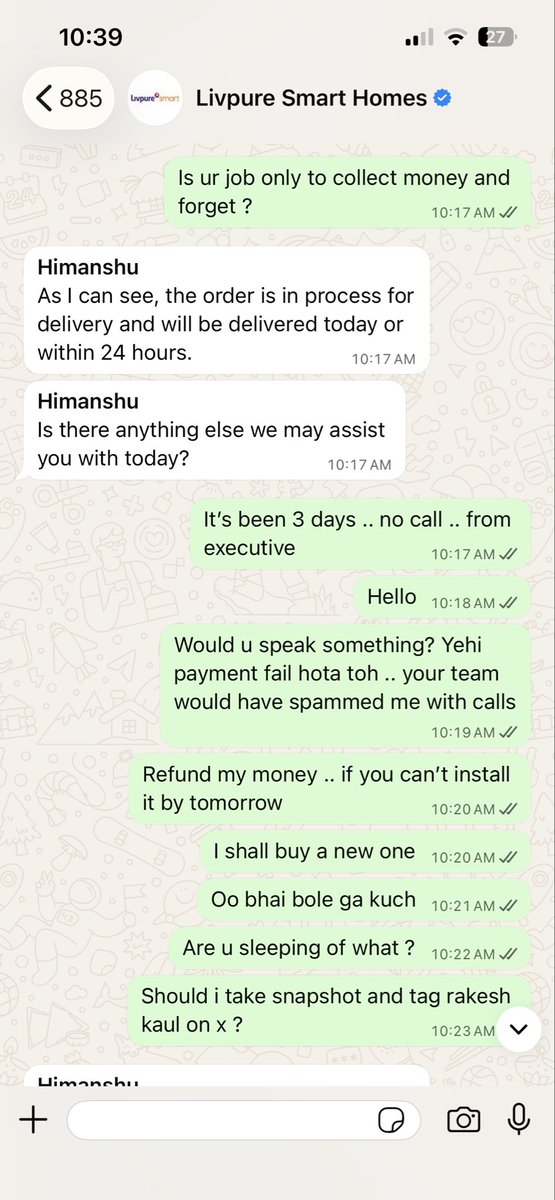 sociarag's tweet photo. @Livpure_India 
This is your customer services?

Pathetic https://t.co/xVQosIy6Ee