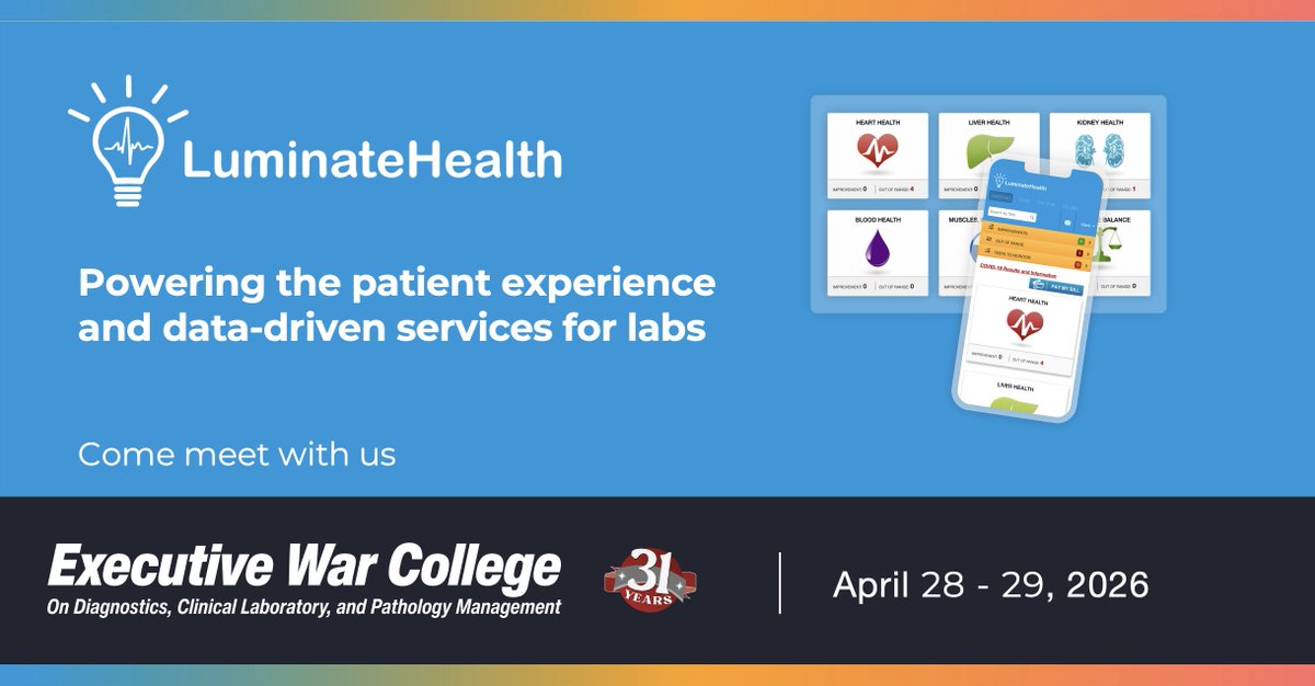 We’re excited to be an #ExecutiveWarCollege sponsor again! Come talk to us about how direct-to-consumer (DTC) testing, patient engagement, and data analytics + AI can drive improved patient outcomes and lab growth. #EWC2026 #PatientExperience #ClinicalLabs #HealthSystems #LabData