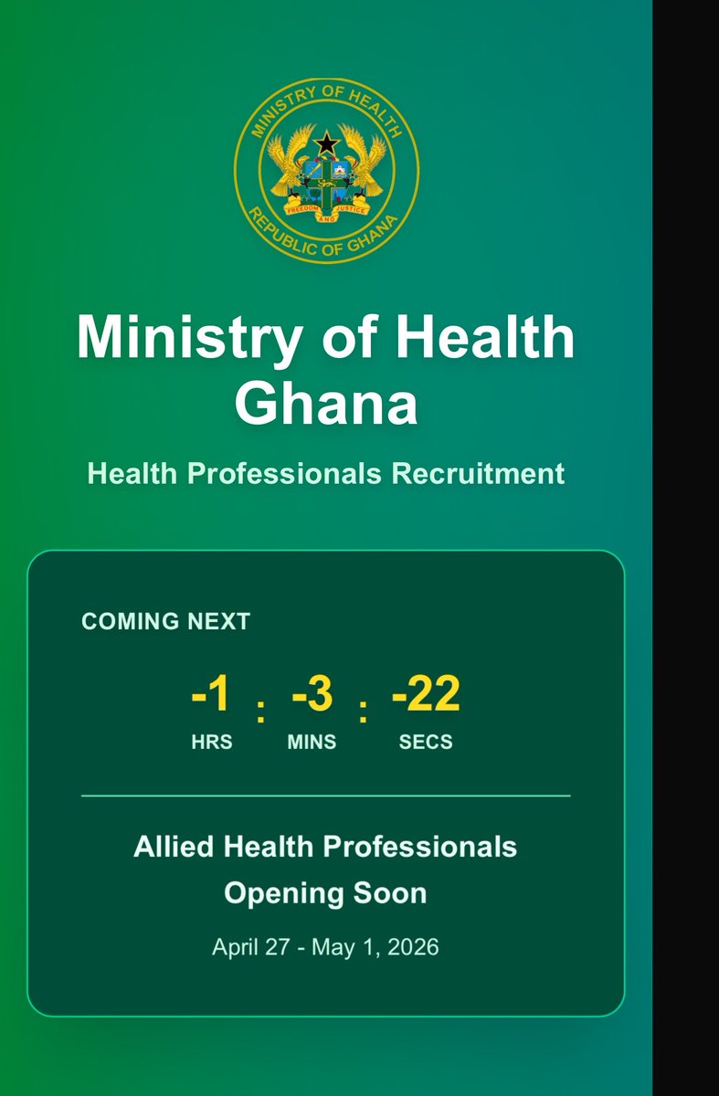 wofaase_'s tweet photo. The Ministry of Health is a joke. If you’re not ready to recruit unemployed health workers, let us stay home and mind our business. This whole recruitment process is a full-time scam. Wtf is -1hrs?? https://t.co/If5LGE6FsC