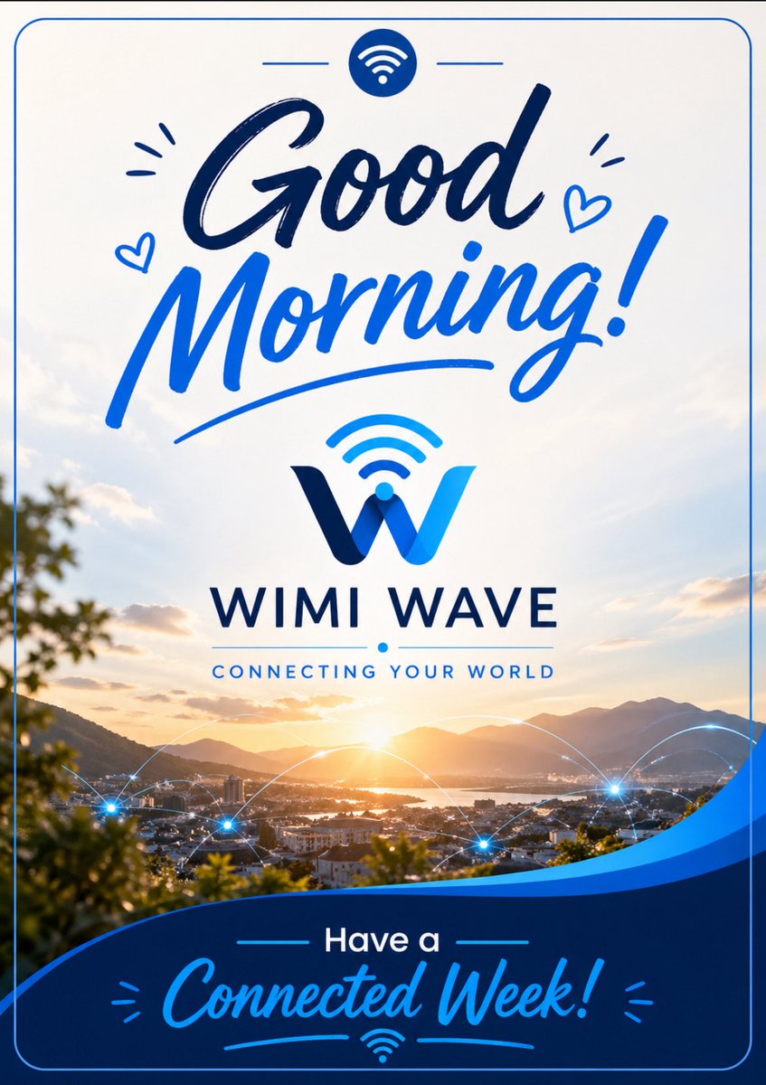 Wimiwave's tweet photo. Good morning ☀️
Start your day fully connected with WIMI WAVE 🌐
Reliable, fast, and always there when you need it.

WIMI WAVE — connecting your world
Have a connected week 💙

#GoodMorning #MondayMotivation #StayConnected #FastInternet #WiFiNaija #TechNigeria #InternetService https://t.co/4uctn2LBPk