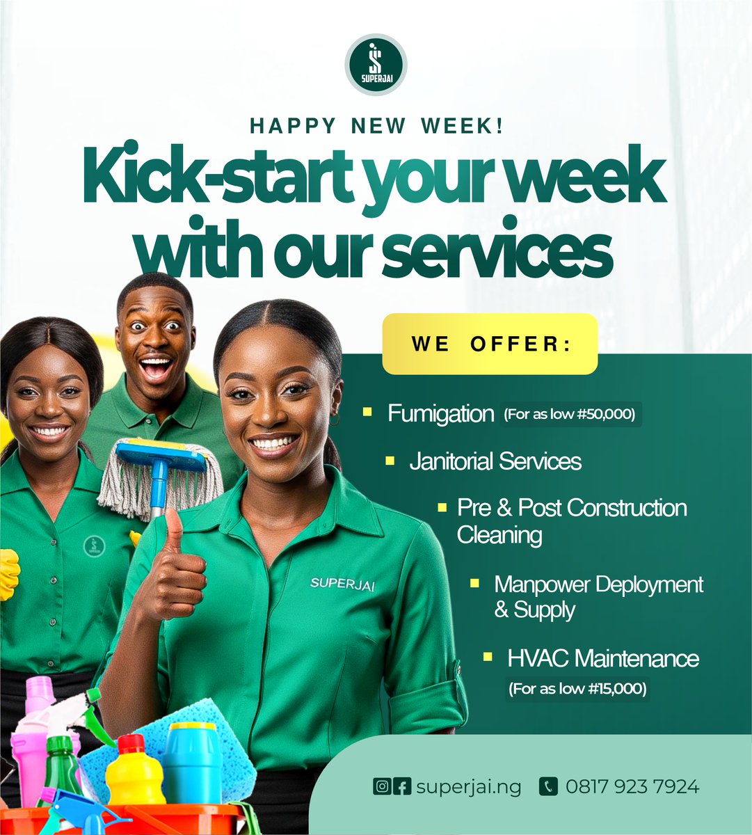 superjai_ng's tweet image. lets put in the work together this week👍

#mondaymotivation
#professional
#aprilinlagos
#cleanlagos
#professionalcleaning
48s