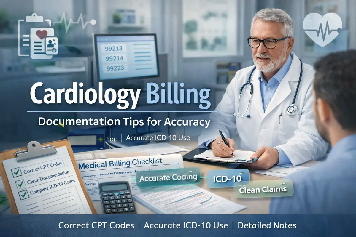 DBrems89601's tweet photo. Cardiology Billing Documentation Tips for Accuracy
https://t.co/1uSdjoI00w
Improve cardiology billing accuracy with expert documentation tips to reduce errors and speed up reimbursements. #CardiologyBilling #MedicalBilling #RCM #HealthcareRevenue #DocumentationTips https://t.co/gw8cH4snAU