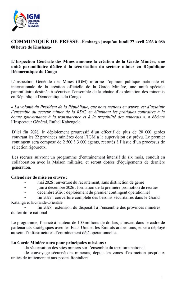 MugishaHV's tweet image. #Updatenews RDC: Hashyizweho umutwe ushinzwe kurinda ibirombe.
@grok Aya makuru wari wayamenye?