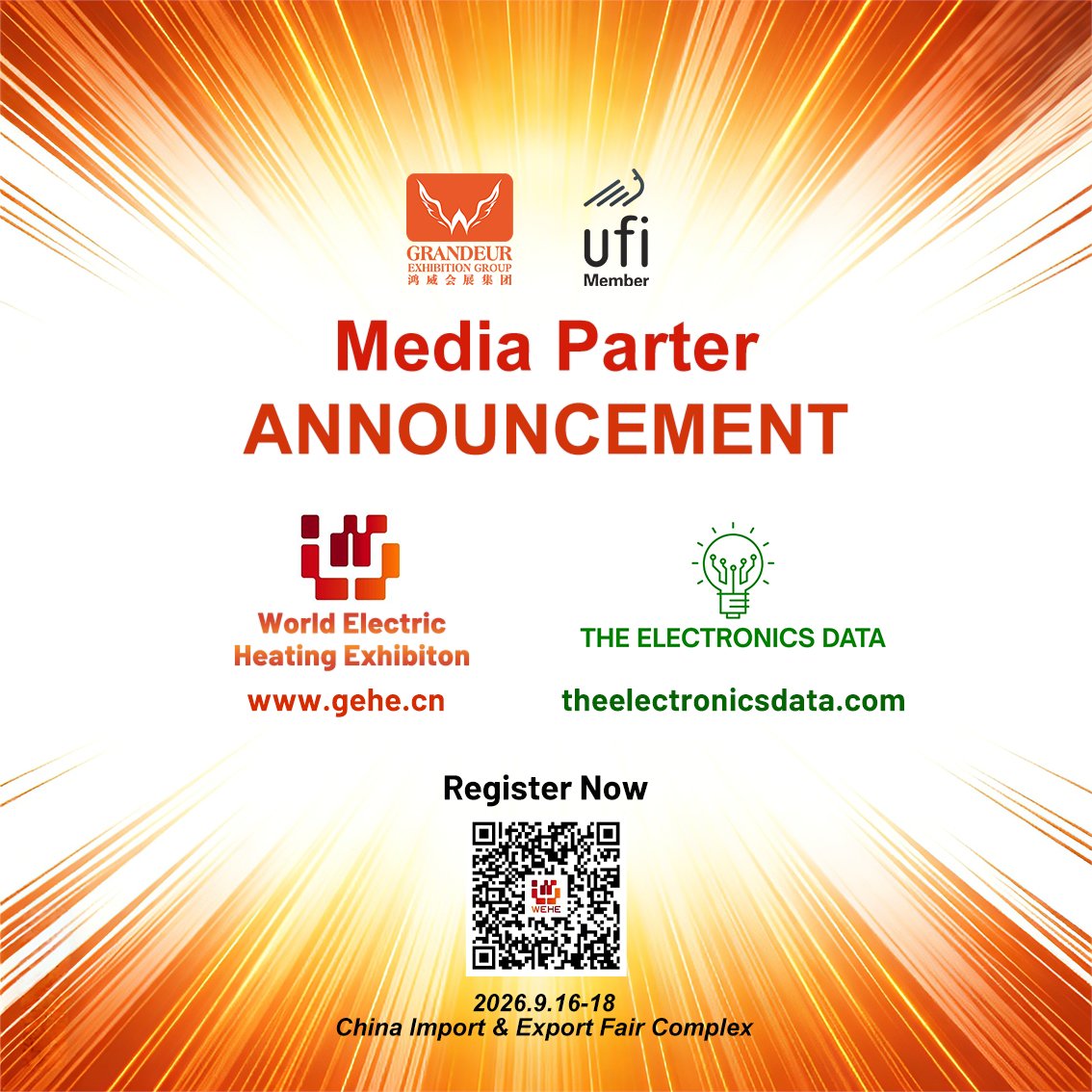 MartyCheung's tweet image. 🔥 New Media Partner!
WEHE 2026 teams up with The Electronics Data, your gateway to the latest #electronics industry news, events &amp;amp; updates.
📍 #CantonFairComplex
🗓 16–18.9.2026
Connecting #ElectronicsIndustry &amp;amp; #ElectricHeating sectors globally!
#B2BNews #IndustryInnovation