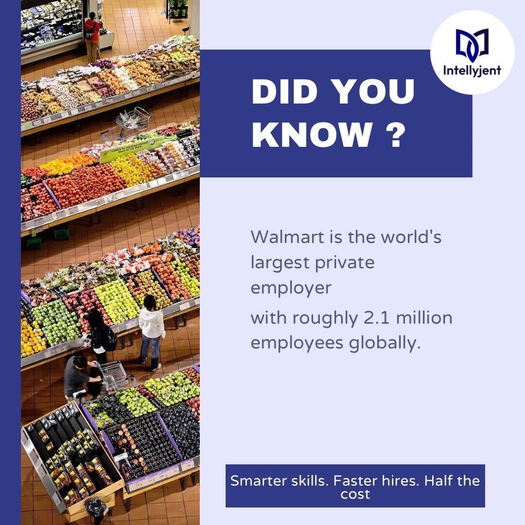 Intellyjent's tweet image. Did you know?

Walmart has 2.1M employees 😳

That’s wild.

Got more facts like this?
Come prove it on Intellyjent 🎯

#Trivia #DidYouKnow #intellyjentlaunchpad