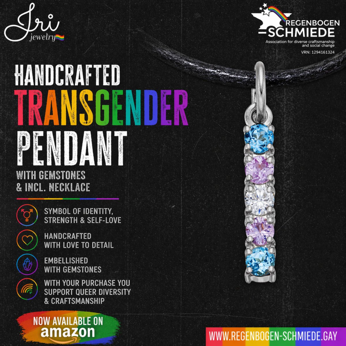 RegenbogenSchmi's tweet image. ✨ Wear your identity with pride ✨

Handcrafted transgender pendant with sparkling gemstones 💎
A symbol of strength, self-love &amp;amp; individuality 🌈

#TransPride #LGBTQ #HandmadeJewelry #PrideEveryday