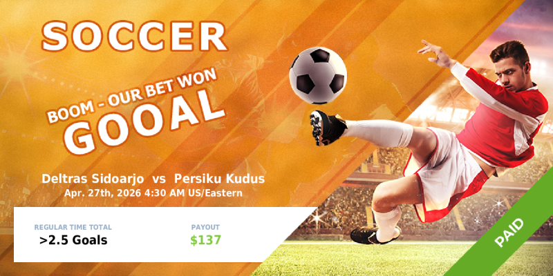 zcodesystempick's tweet image. 👍 BOOM! Cashed! The bet won!
✅✅✅ Deltras Sidoarjo - Persiku Kudus Regular time Total Over 2.5
🤑 Your profit 137 USD #livebets #soccer #soccerpicks #freepicks #bettingsports #sportsbetting #zcodesystem