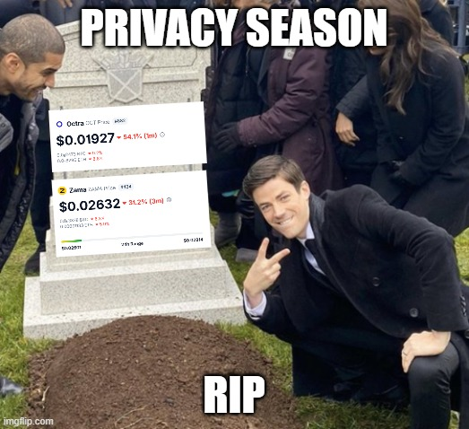 HODLguy_'s tweet photo. Privacy coins said 'we protect your data' but couldn't protect the price 😭

Thanks for playing @octra &amp; @zama 😂 https://t.co/zyaCzTHrx8