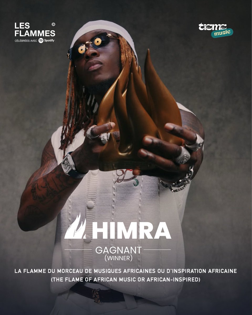 Congratulations to Himra on being crowned winner of the “African Music or African-Inspired Music” category at the just-ended Les Flammes Awards for his song “NUMBER ONE” featuring  <a href="/MinzNSE/">MINZU</a>